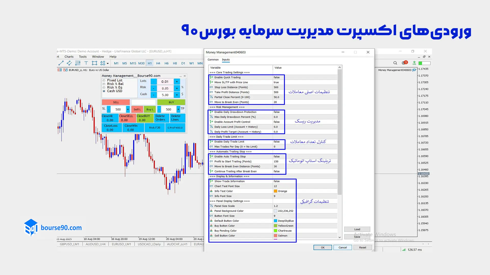 ورودی_های اصلی اکسپرت مدیریت سرمایه بورس۹۰