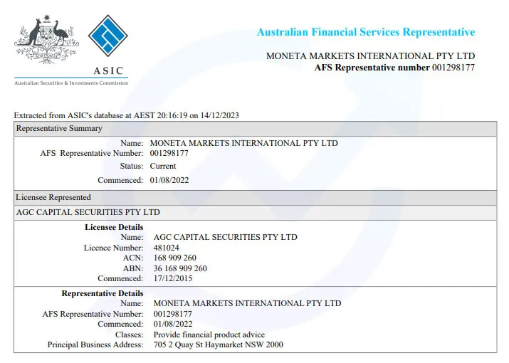 استعلام رگوله ASIC بروکر مونتا مارکتس