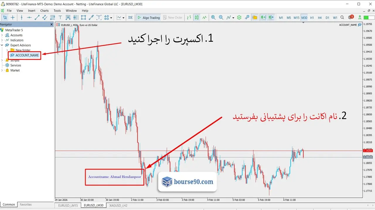 روش اجرا کردن اکسپرت نام اکانت