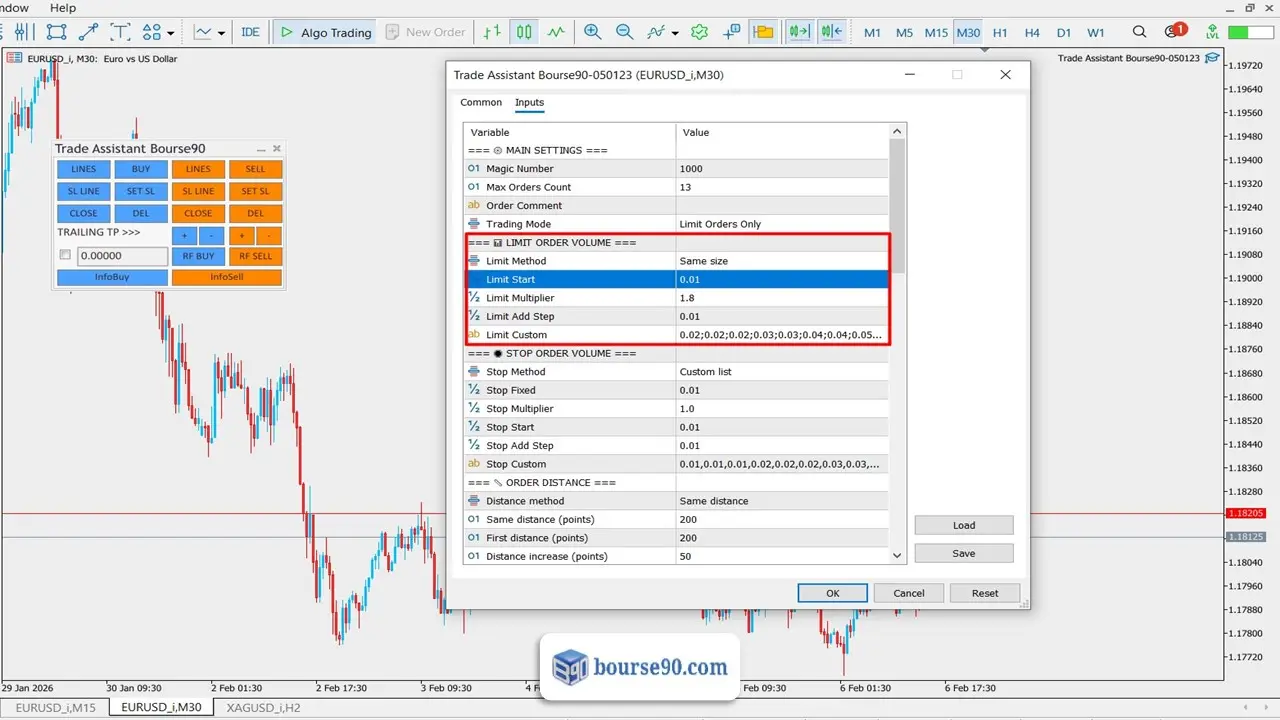 LIMIT ORDER VOLUME در دستیار گرید
